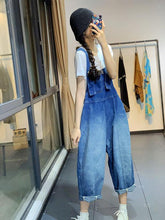 Vintage Gradient Split-Joint Denim Overalls